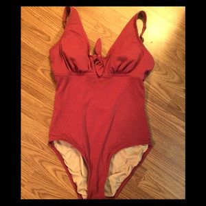 Pink Textured Swim Suit